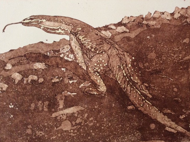Lizard in Landscape (etch 25 x 32cm)